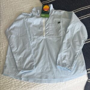 LL Bean Everyday Sun-smart Woven Shirt, 1/4 zip, Lake Stripe, S, NWT